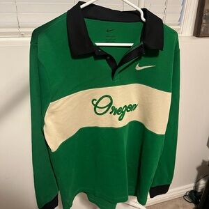 Nike Oregon Ducks Dri-Fit Long Sleeve Rugby Polo Green NCAA Mens